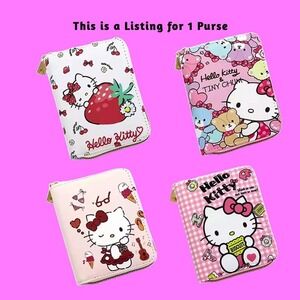 Kawaii Hello Kitty Small Purse – Cute PU Leather Folding Coin Wallet